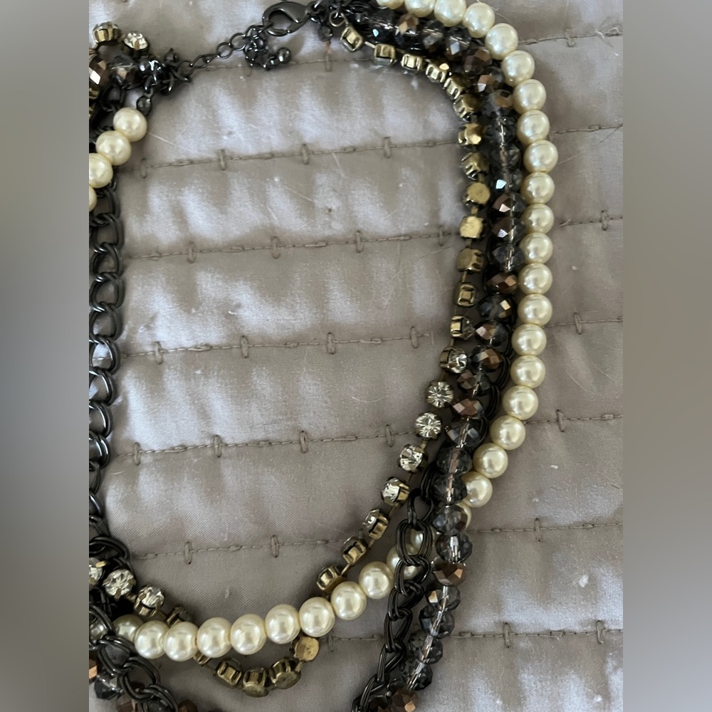 Limited pearl stone multi strand necklace
